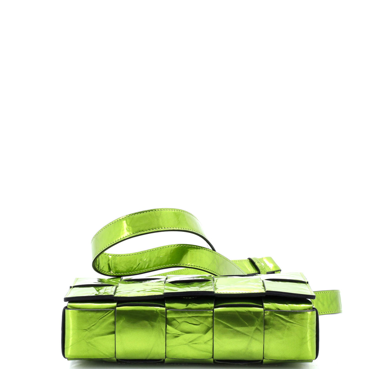 Cassette Crossbody Bag Maxi Intrecciato Crinkled Metallic Leather