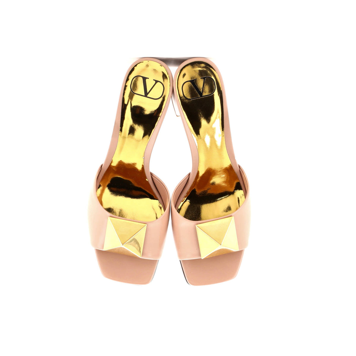 Women's One Stud Block Heeled Mules Leather