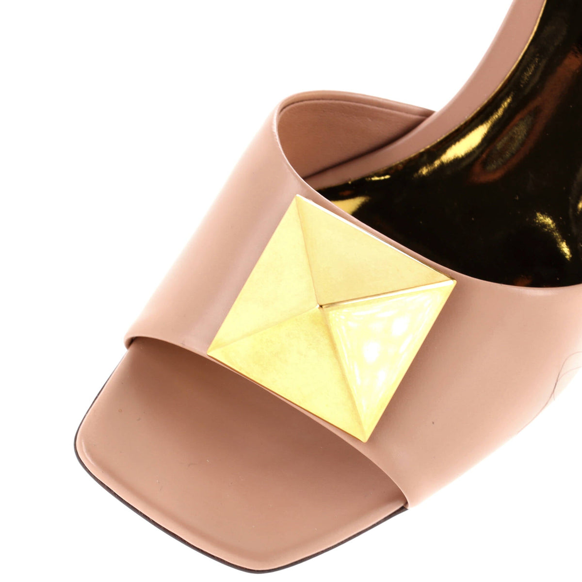 Women's One Stud Block Heeled Mules Leather
