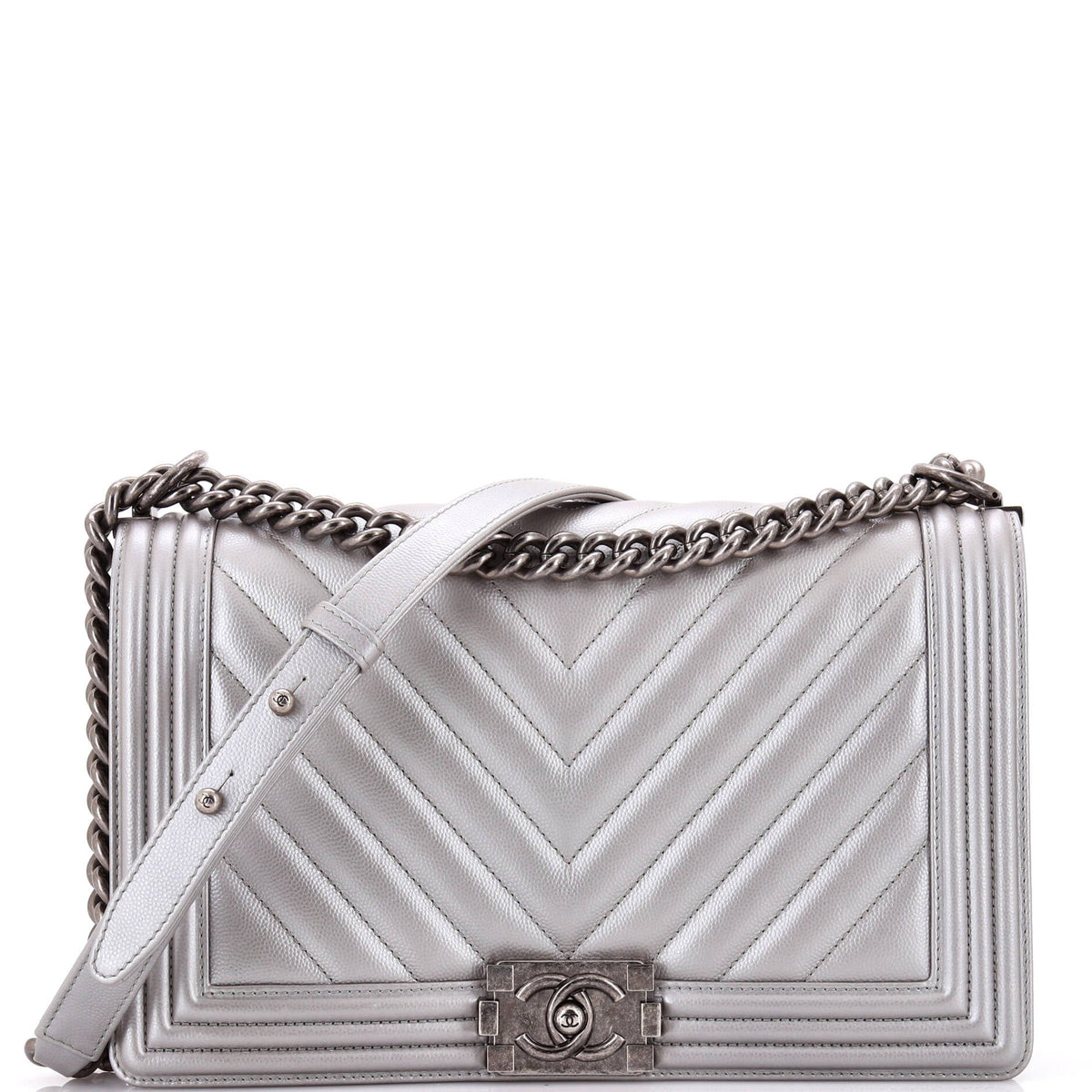 Boy Flap Bag Chevron Caviar New Medium