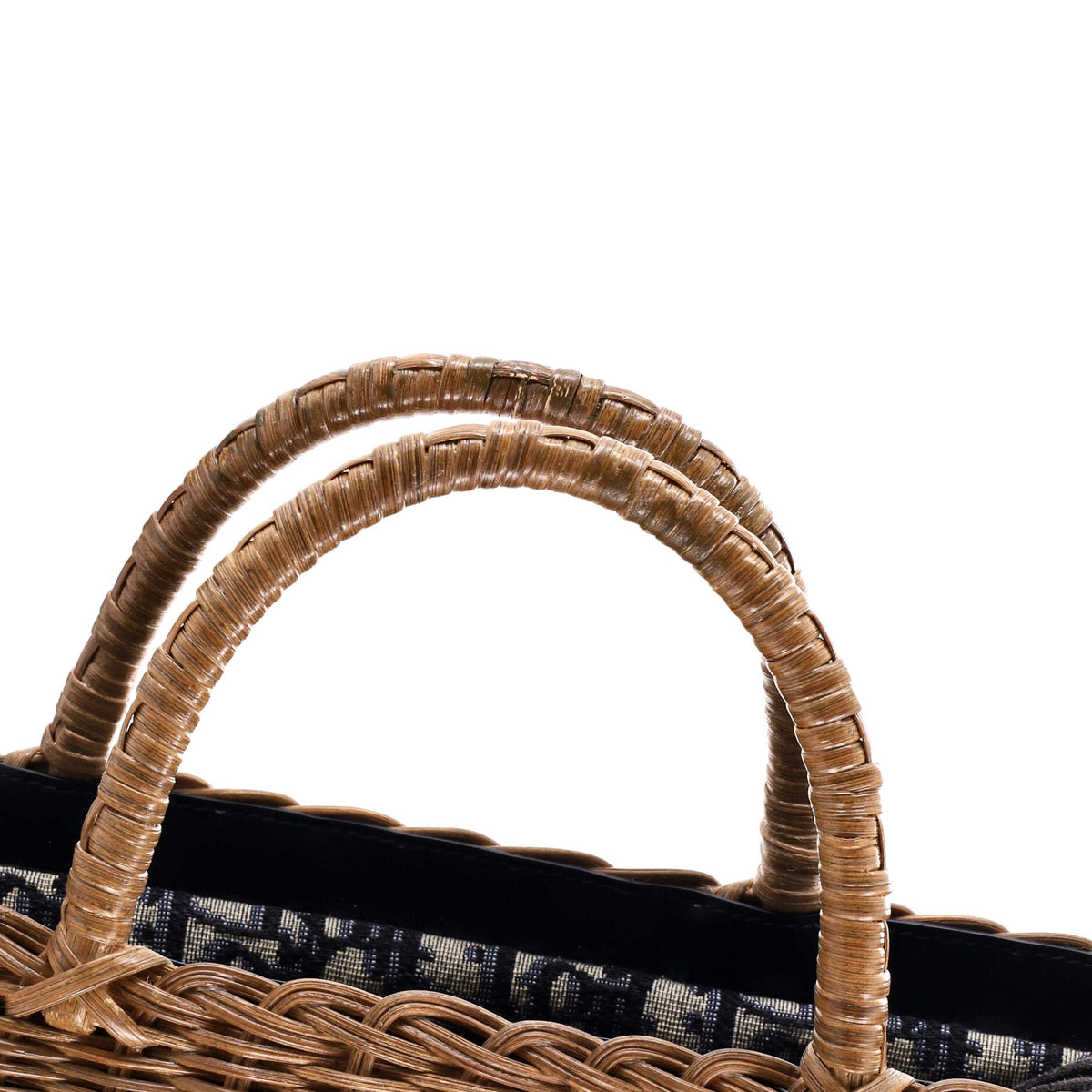 Basket Bag Wicker and Oblique Canvas Large