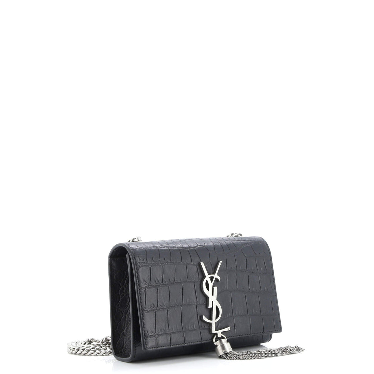 Classic Monogram Tassel Crossbody Bag Crocodile Embossed Leather Small