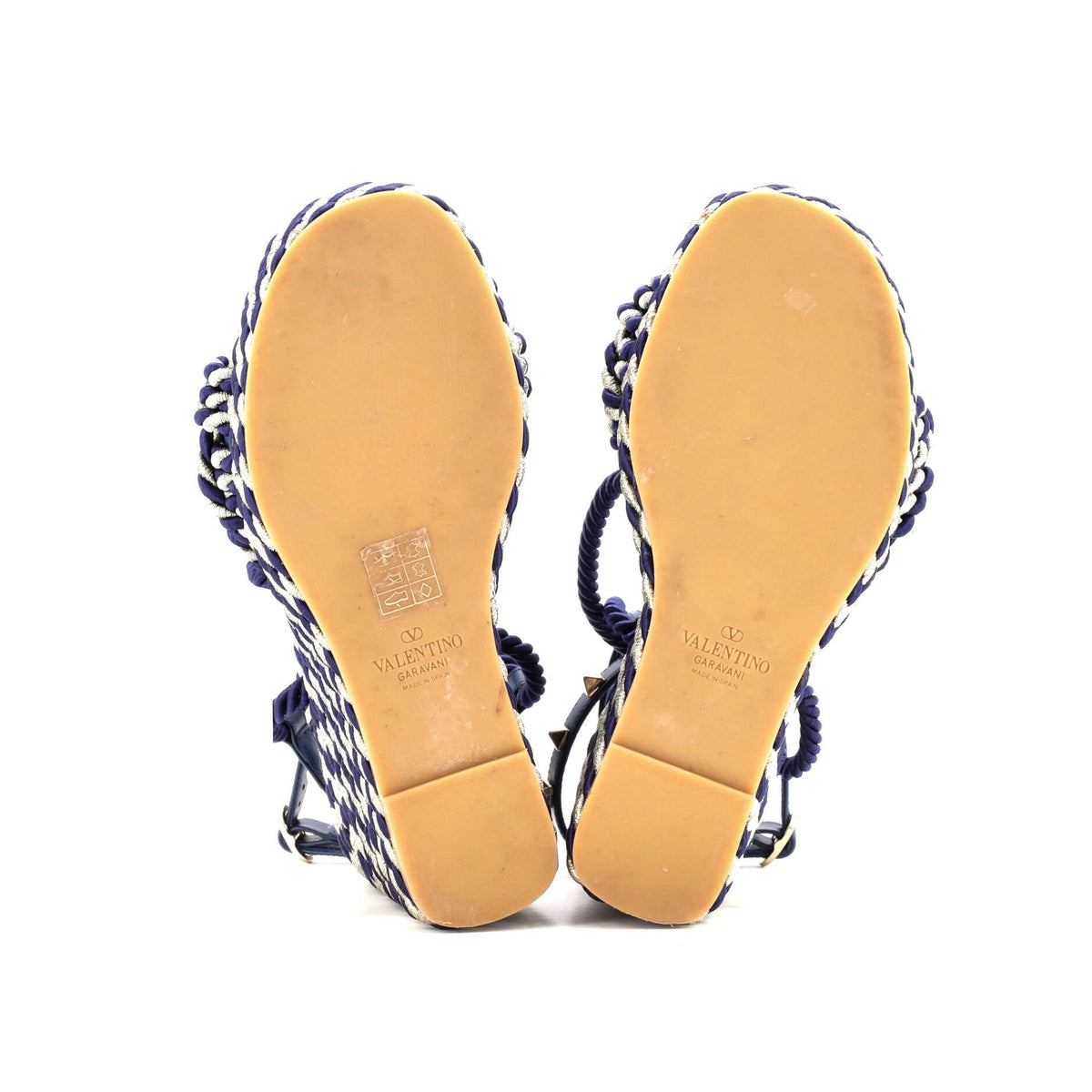 Women's Rockstud Torchon Espadrille Wedge Sandals Leather and Cord