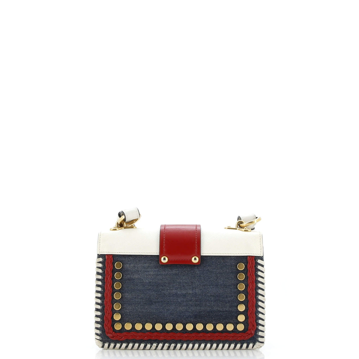 Cahier Crossbody Bag Embellished Denim and Leather Small