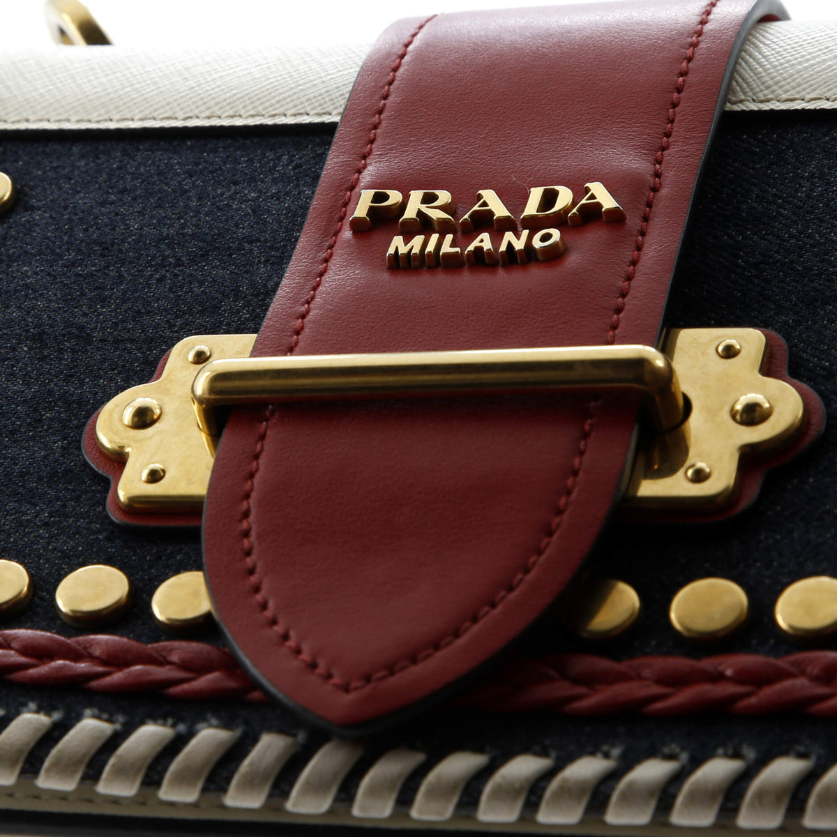 Cahier Crossbody Bag Embellished Denim and Leather Small