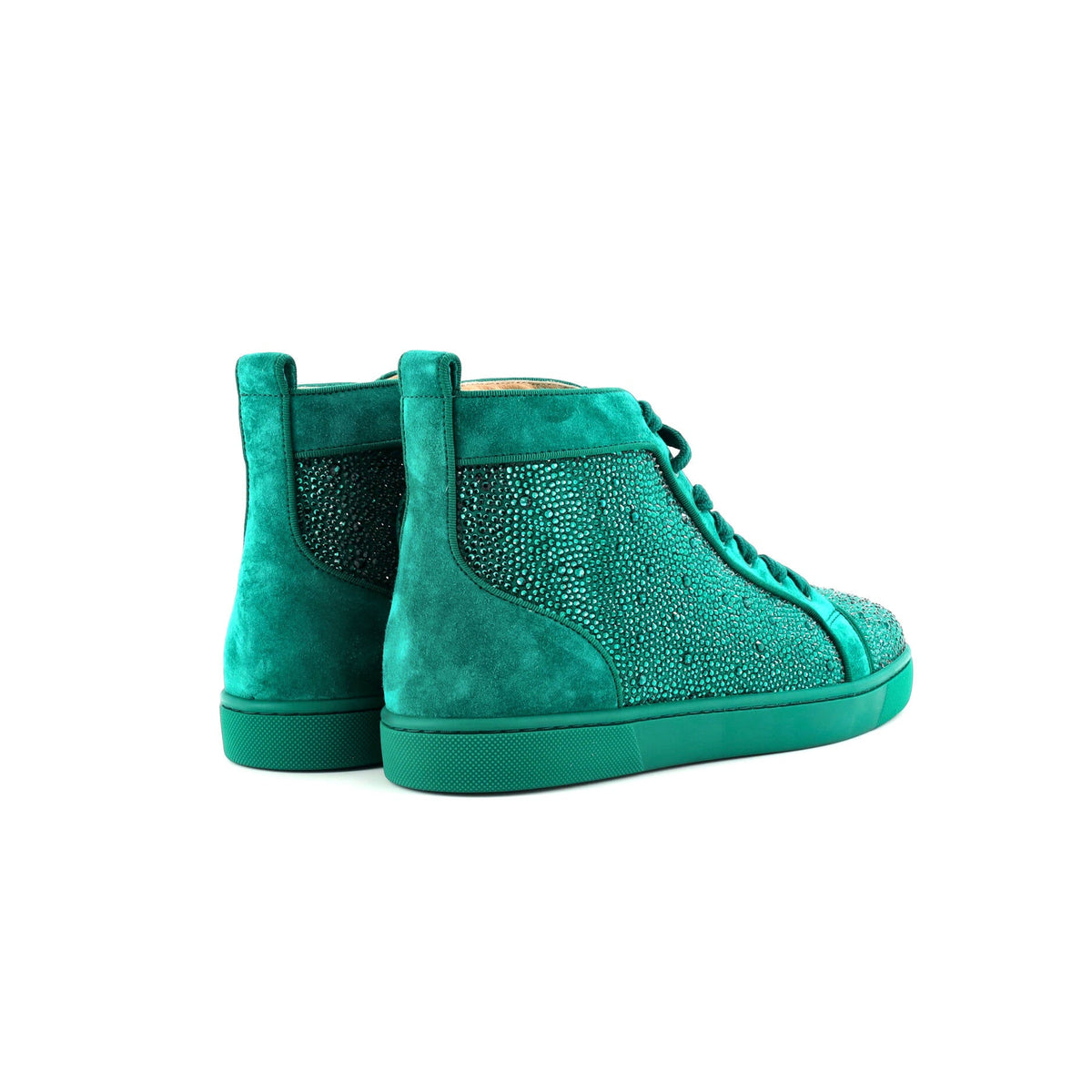 Women's Louis Flat High-Top Sneakers Crystal Embellished Suede