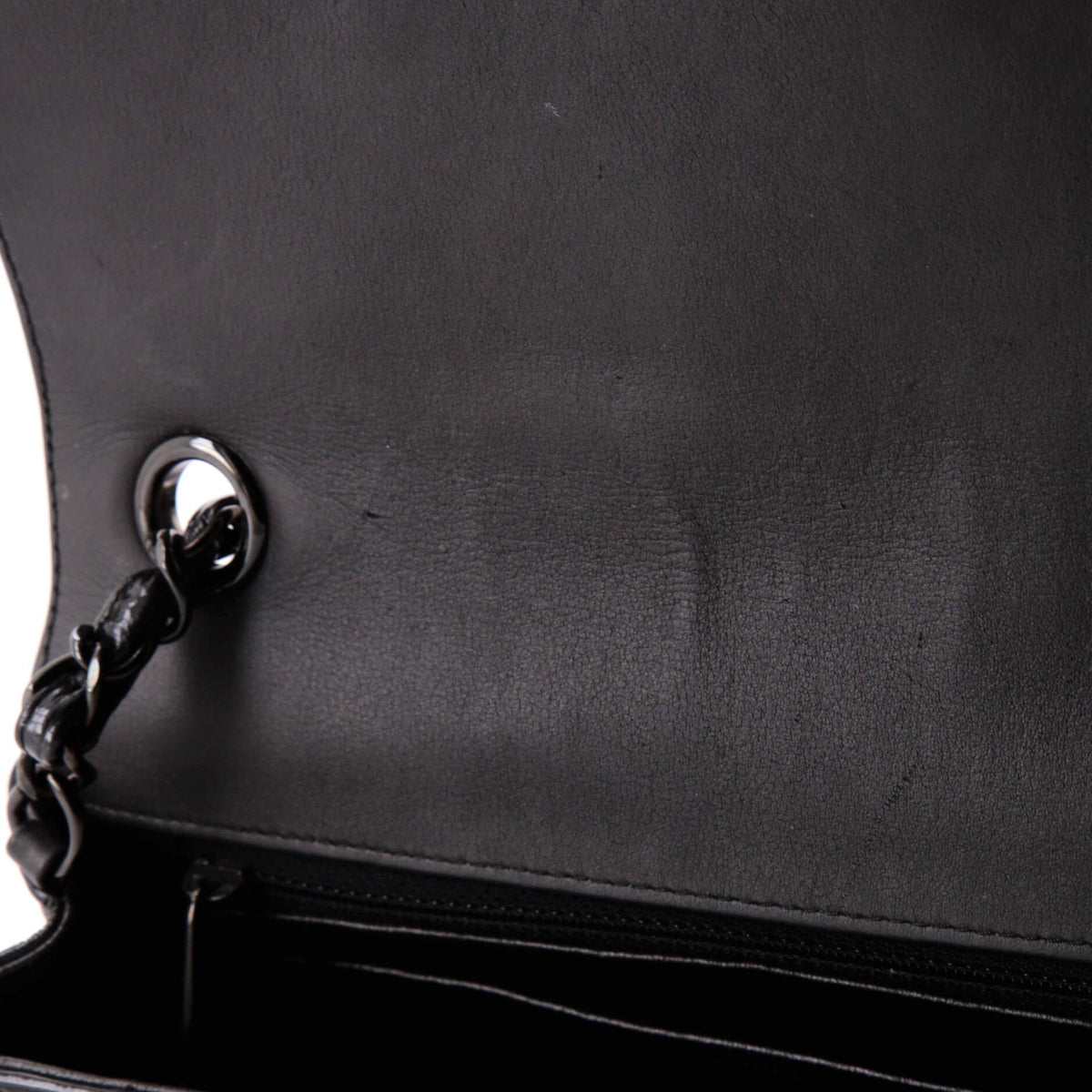 So Black Classic Single Flap Bag Chevron Crumpled Patent Mini