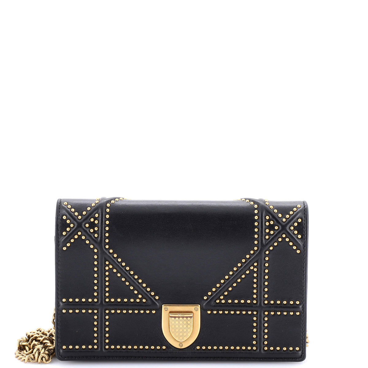 Diorama Wallet on Chain Studded Leather