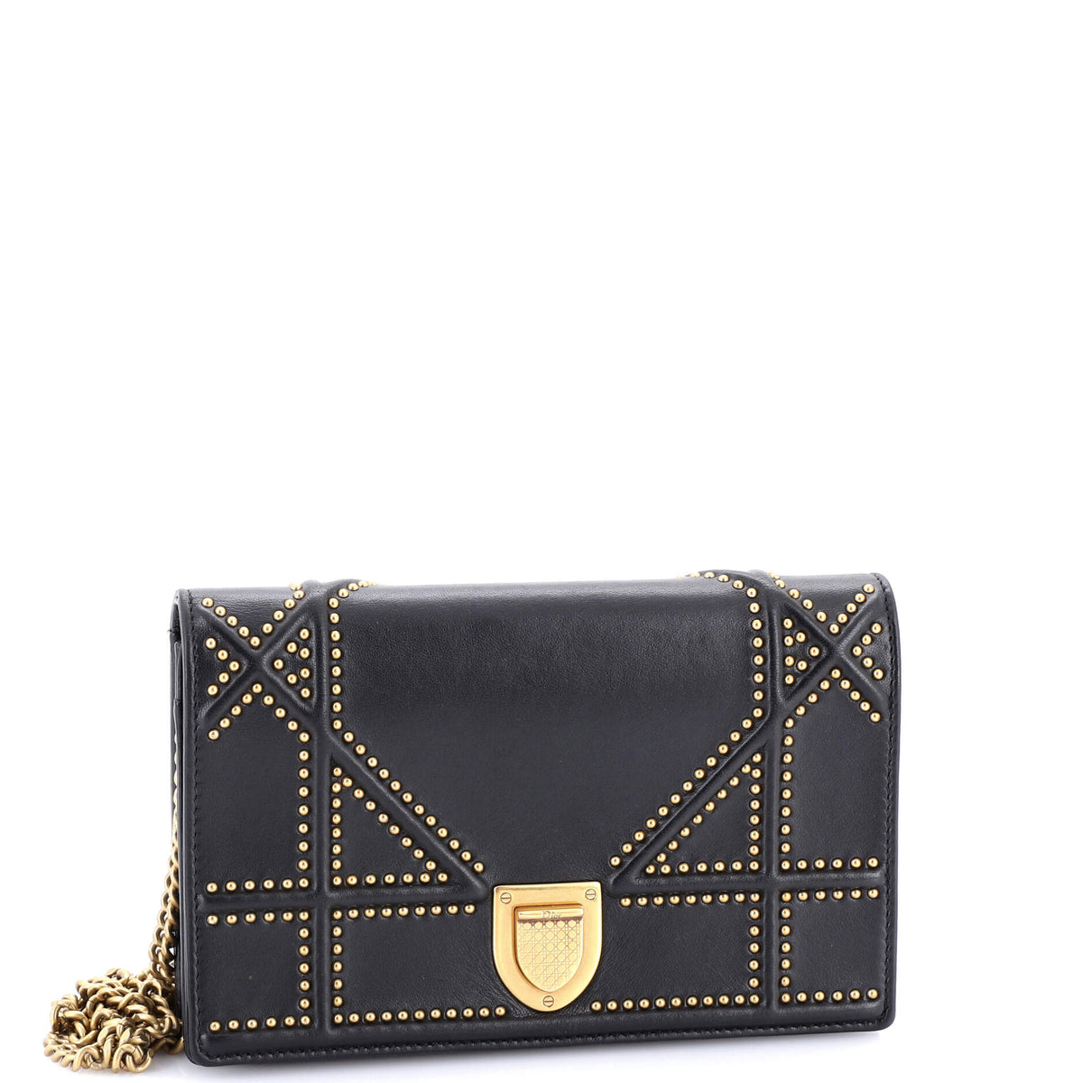 Diorama Wallet on Chain Studded Leather