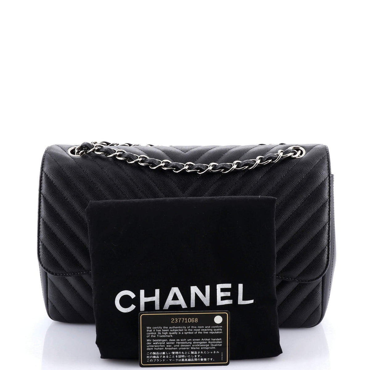 Classic Double Flap Bag Chevron Caviar Jumbo
