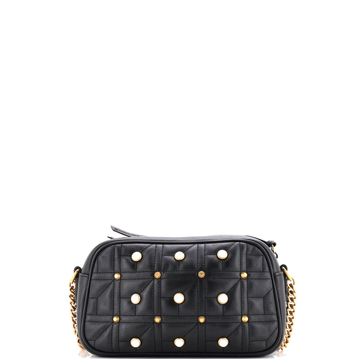 Pearly GG Marmont Shoulder Bag Embellished Matelasse Leather Small