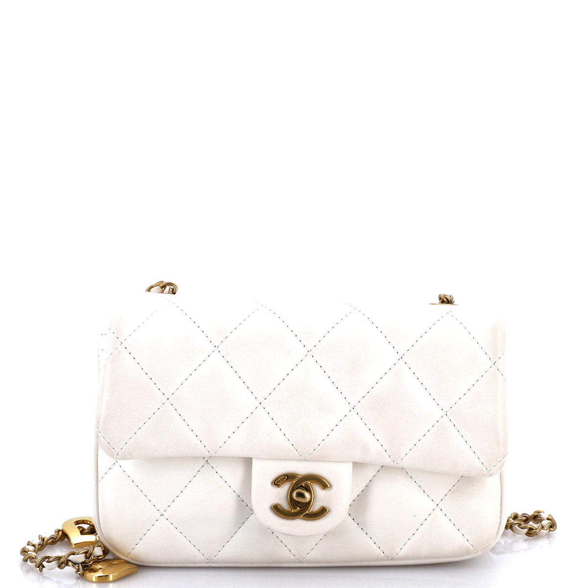 Heart Charms Flap Bag Quilted Lambskin Mini