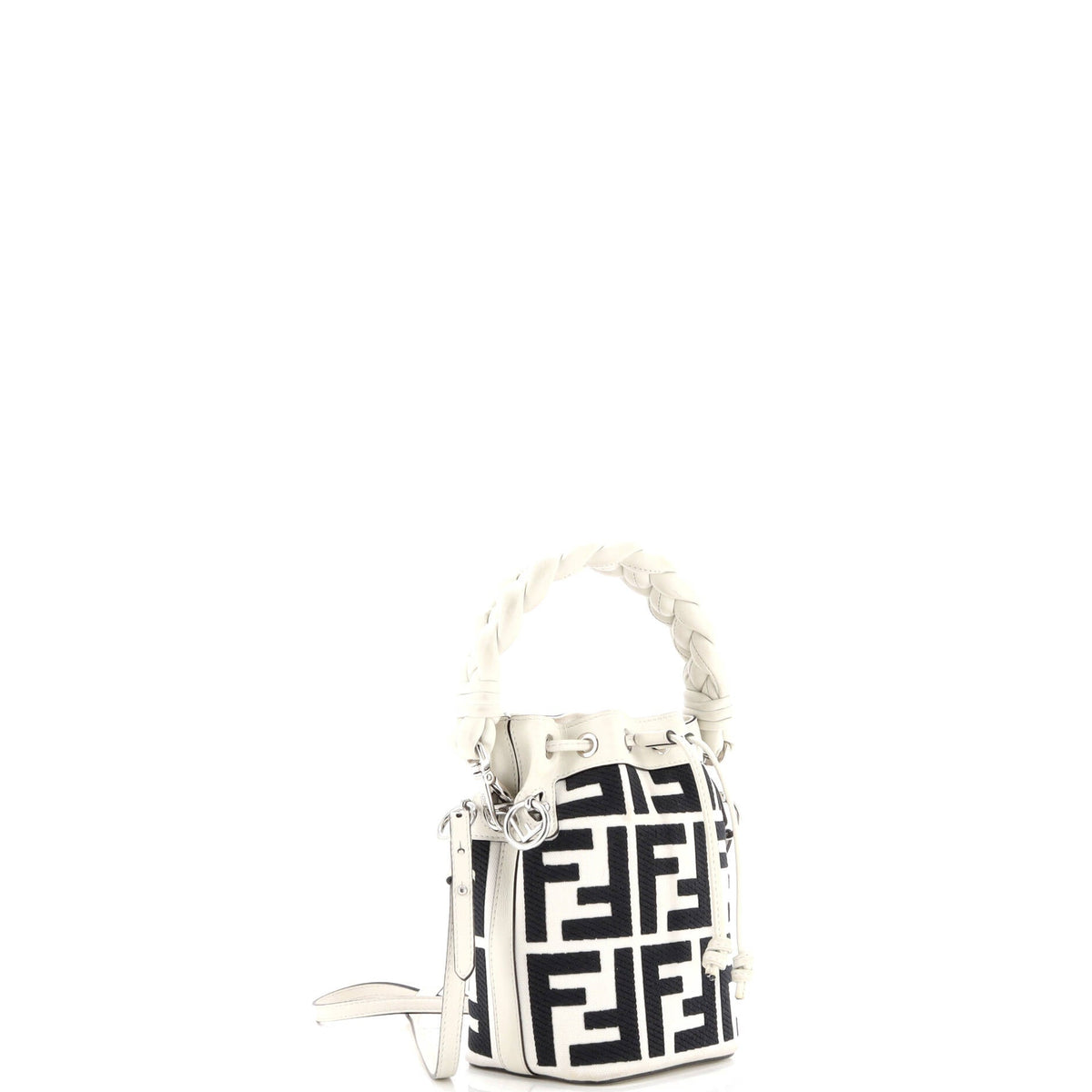 Woven Handle Mon Tresor Bucket Bag Zucca Embroidered Canvas Mini