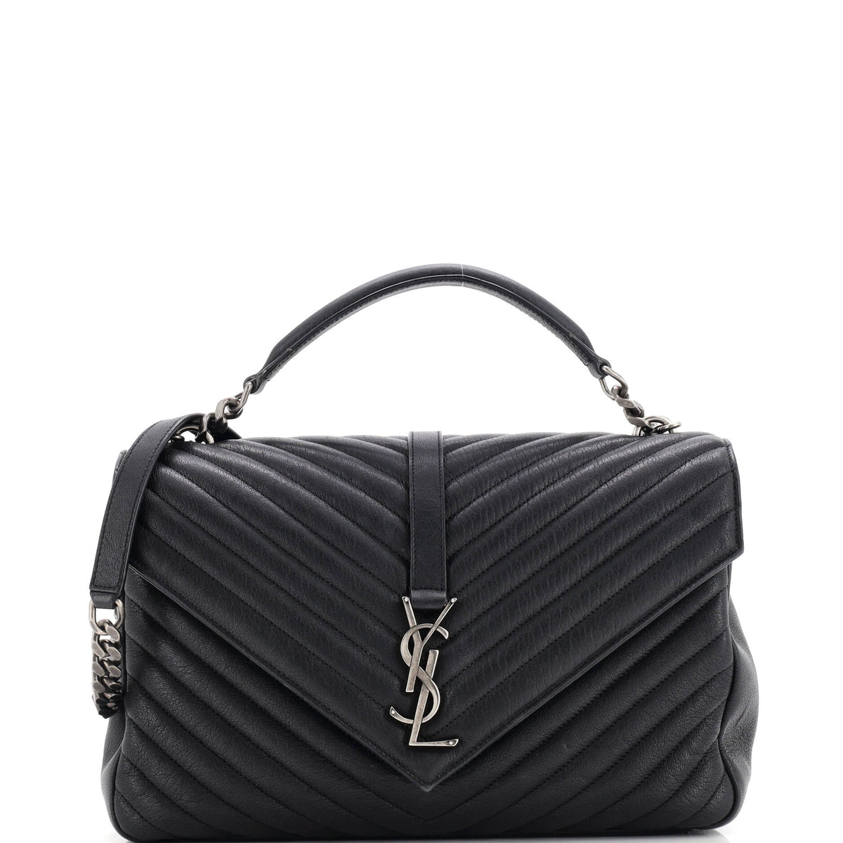Classic Monogram College Bag Matelasse Chevron Leather Large