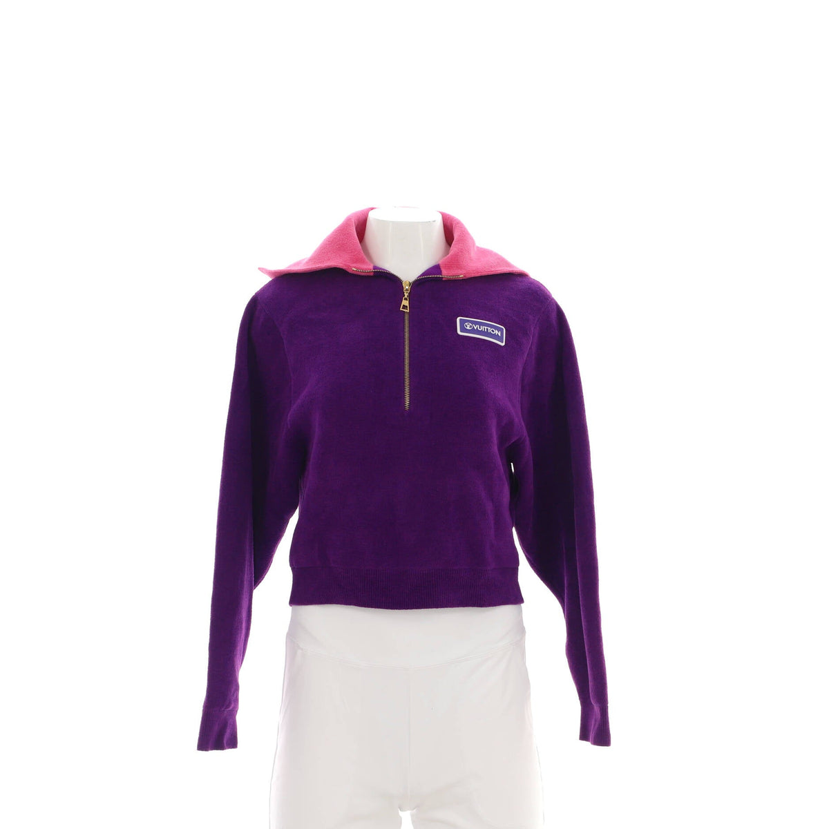 Women's Vuittamins Zip Collar Sweater Cotton and Wool Blend