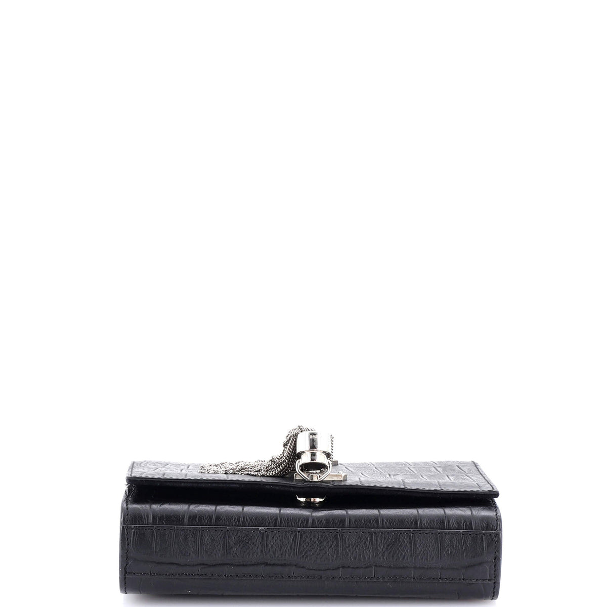 Classic Monogram Tassel Crossbody Bag Crocodile Embossed Leather Small