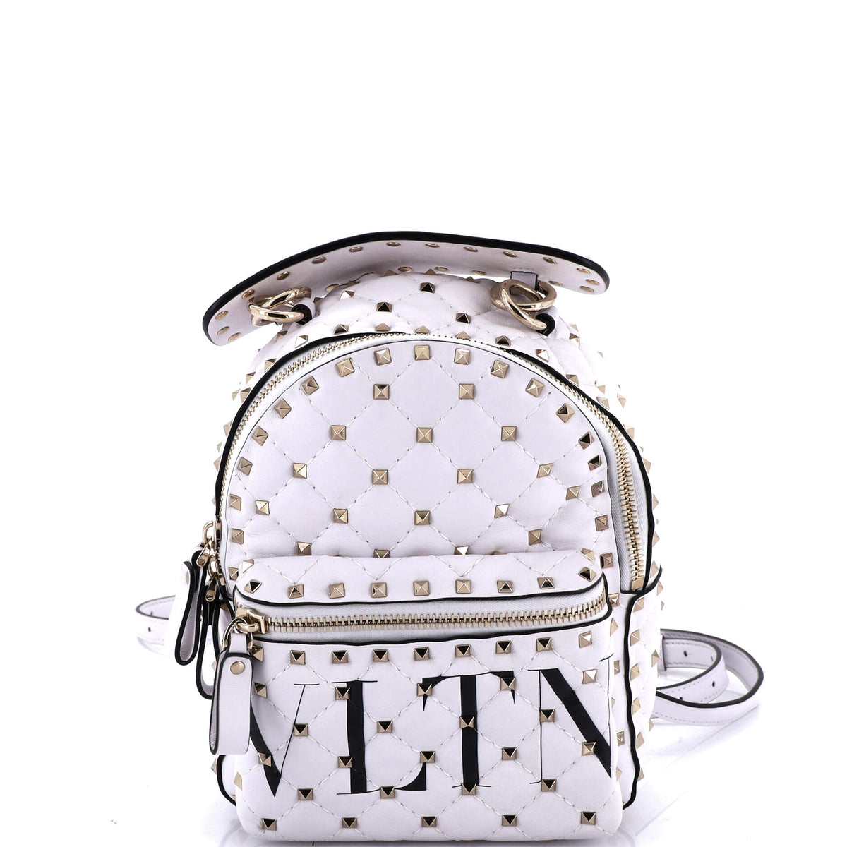 VLTN Rockstud Spike Backpack Quilted Printed Leather Mini