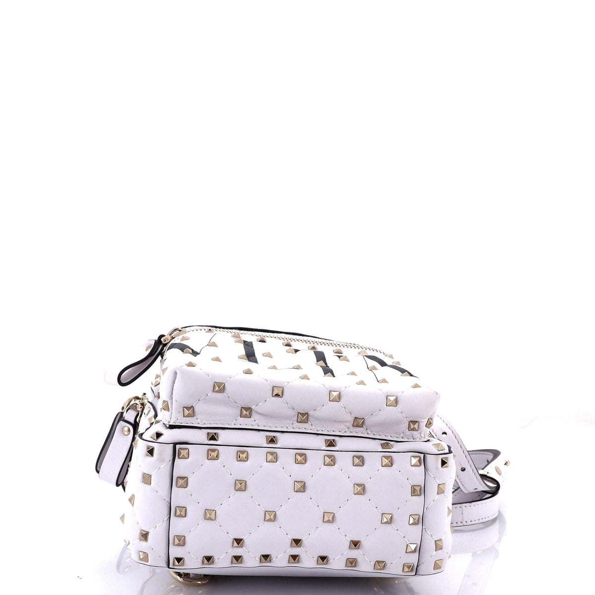 VLTN Rockstud Spike Backpack Quilted Printed Leather Mini