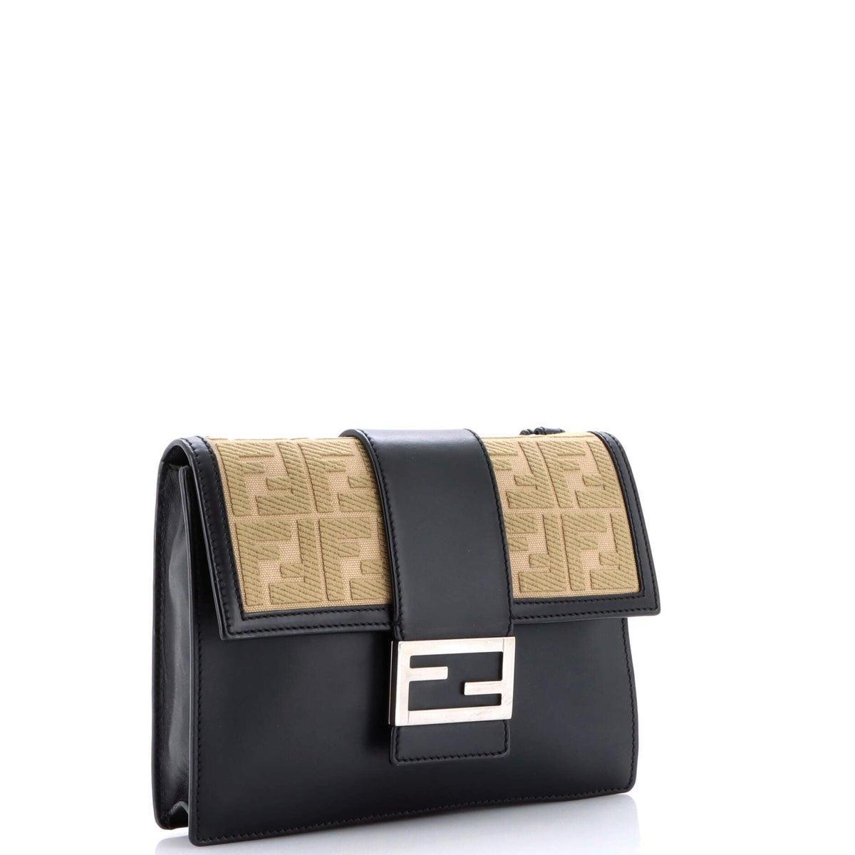 Flat Baguette Crossbody Bag Leather with Zucca Jacquard Medium