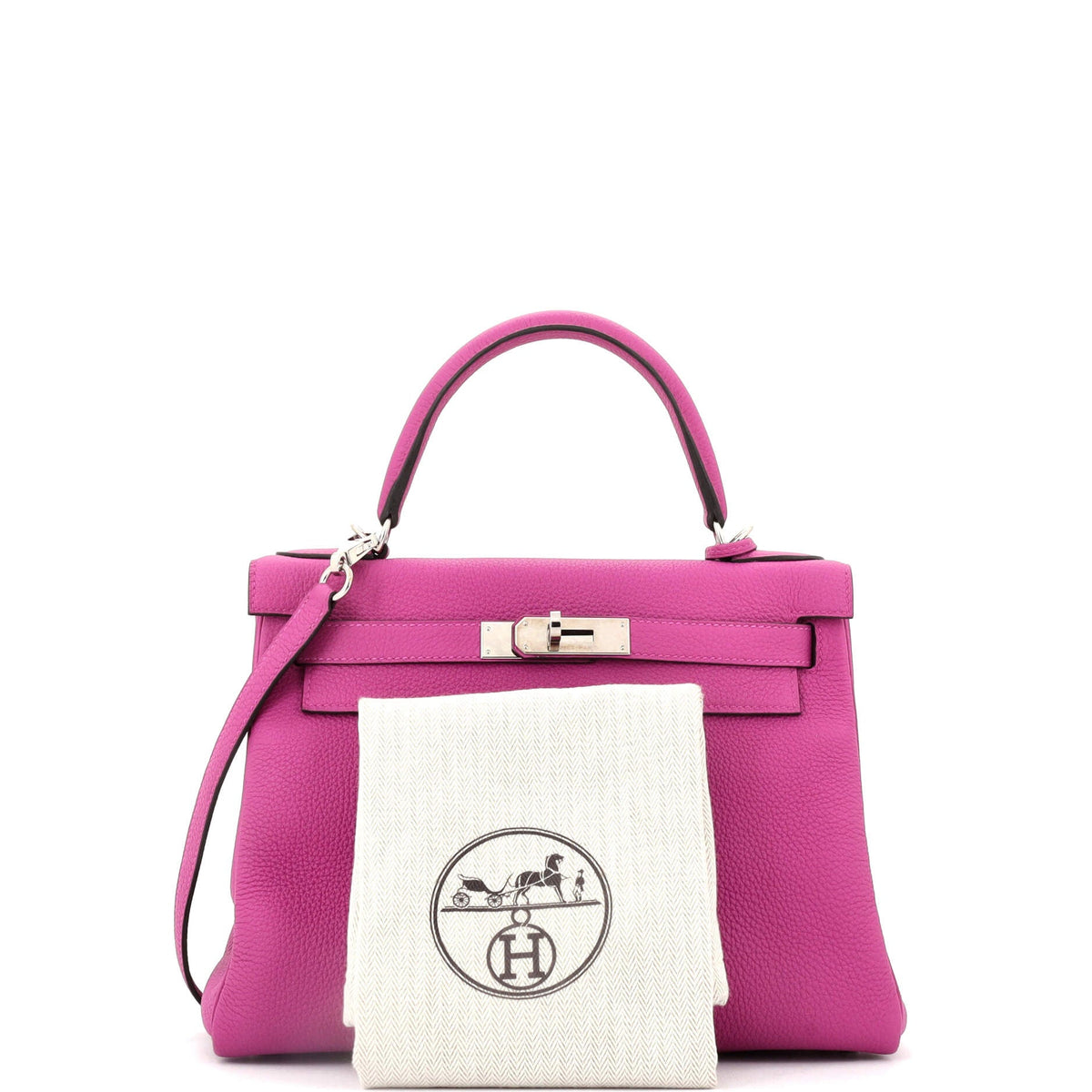 Kelly Handbag Rose Pourpre Togo with Palladium Hardware 28