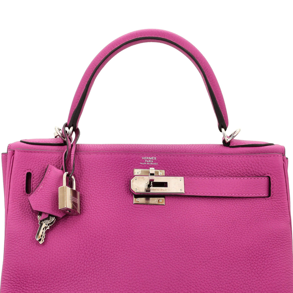 Kelly Handbag Rose Pourpre Togo with Palladium Hardware 28