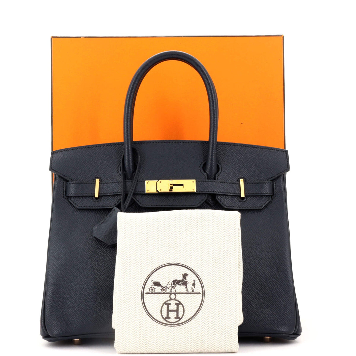 Birkin Handbag Bleu Indigo Epsom with Rose Gold Hardware 30