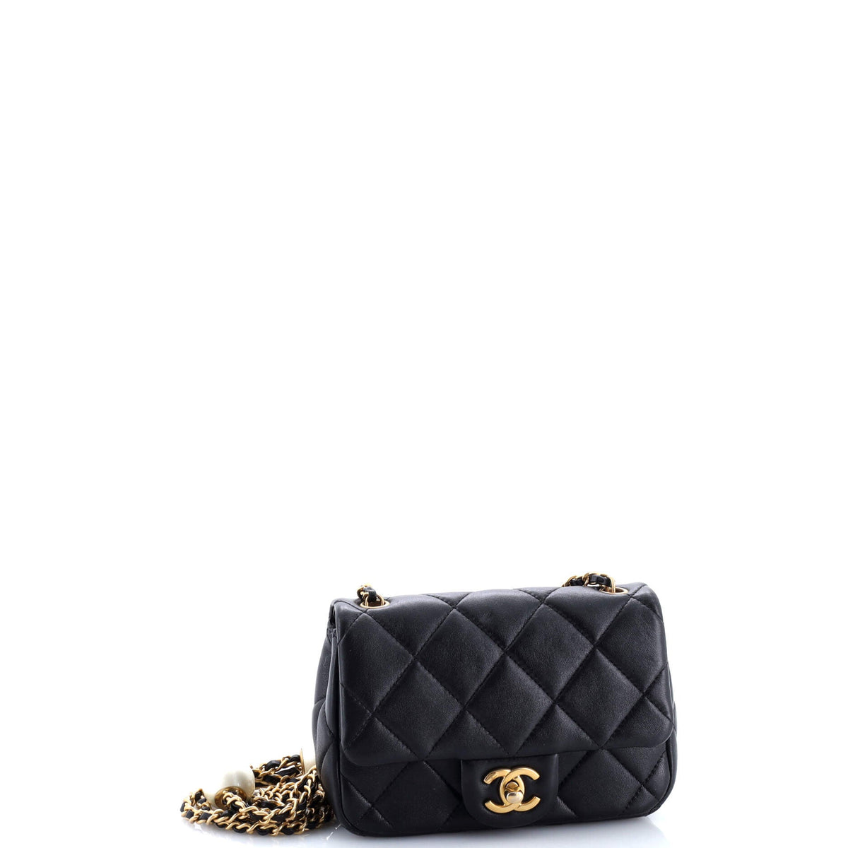 Double CC Pearl Flap Bag Quilted Lambskin Mini