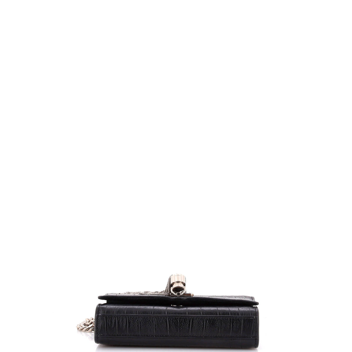 Classic Monogram Tassel Crossbody Bag Crocodile Embossed Leather Small