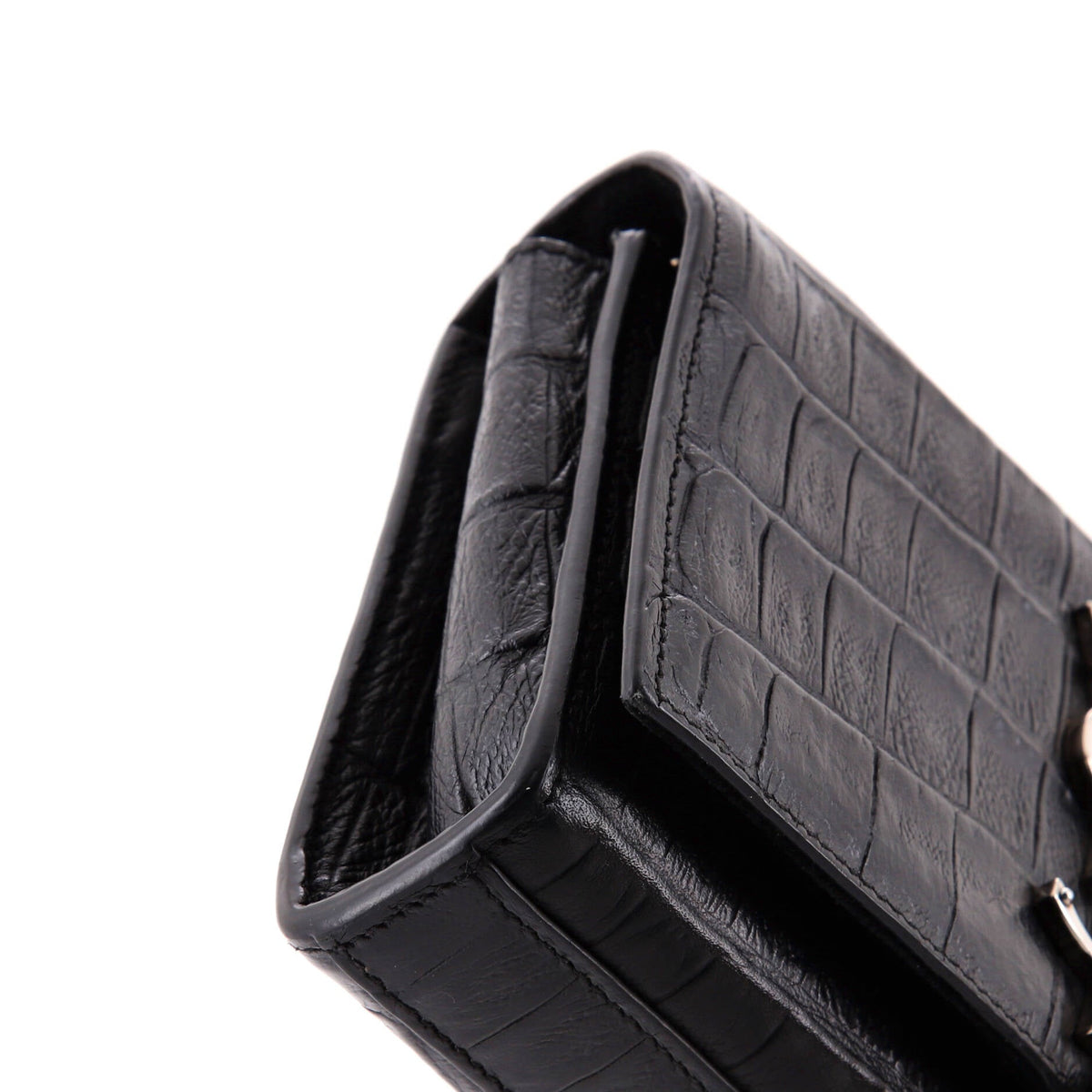 Classic Monogram Tassel Crossbody Bag Crocodile Embossed Leather Small