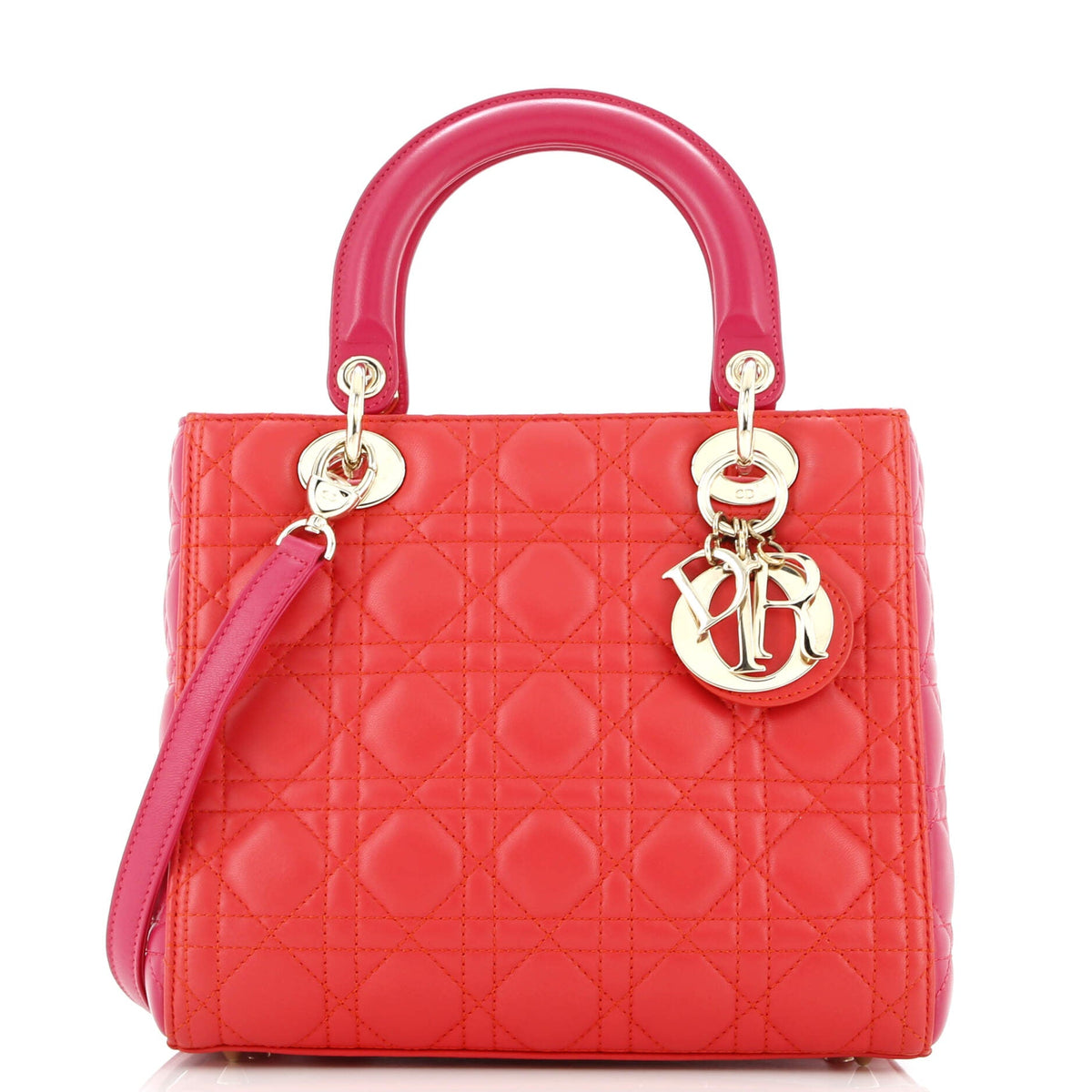Bicolor Lady Dior Bag Cannage Quilt Lambskin Medium