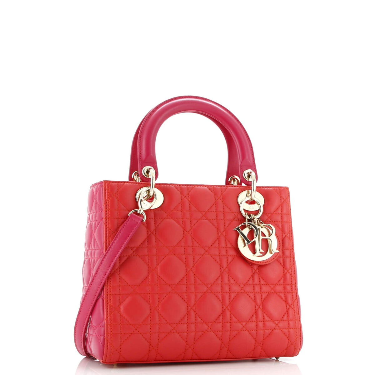 Bicolor Lady Dior Bag Cannage Quilt Lambskin Medium