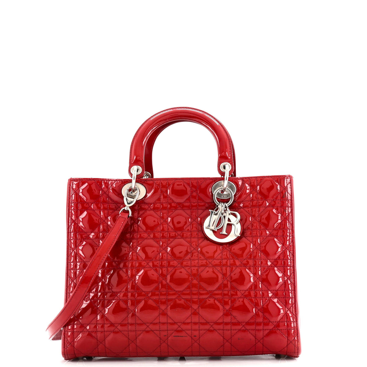 Lady Dior Bag Cannage Quilt Patent Large
