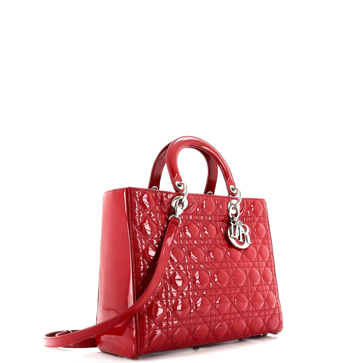 Lady Dior Bag Cannage Quilt Patent Large
