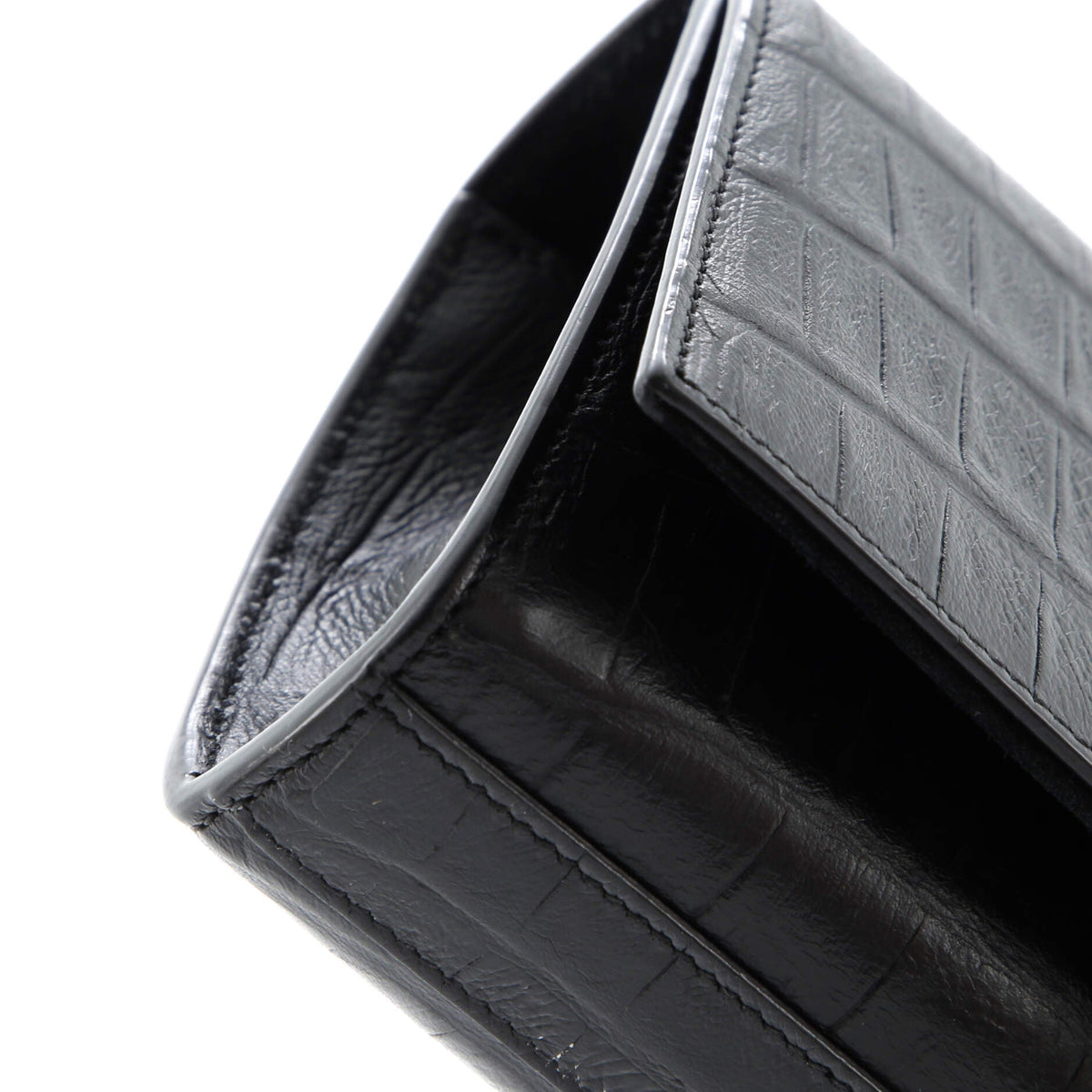 Classic Monogram Tassel Crossbody Bag Crocodile Embossed Leather Small