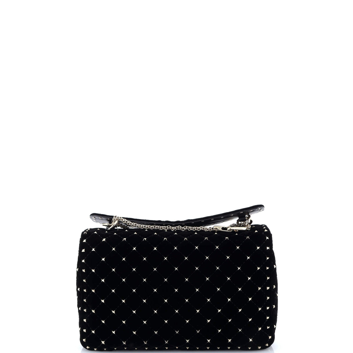 Rockstud Spike Flap Shoulder Bag Quilted Velvet Large