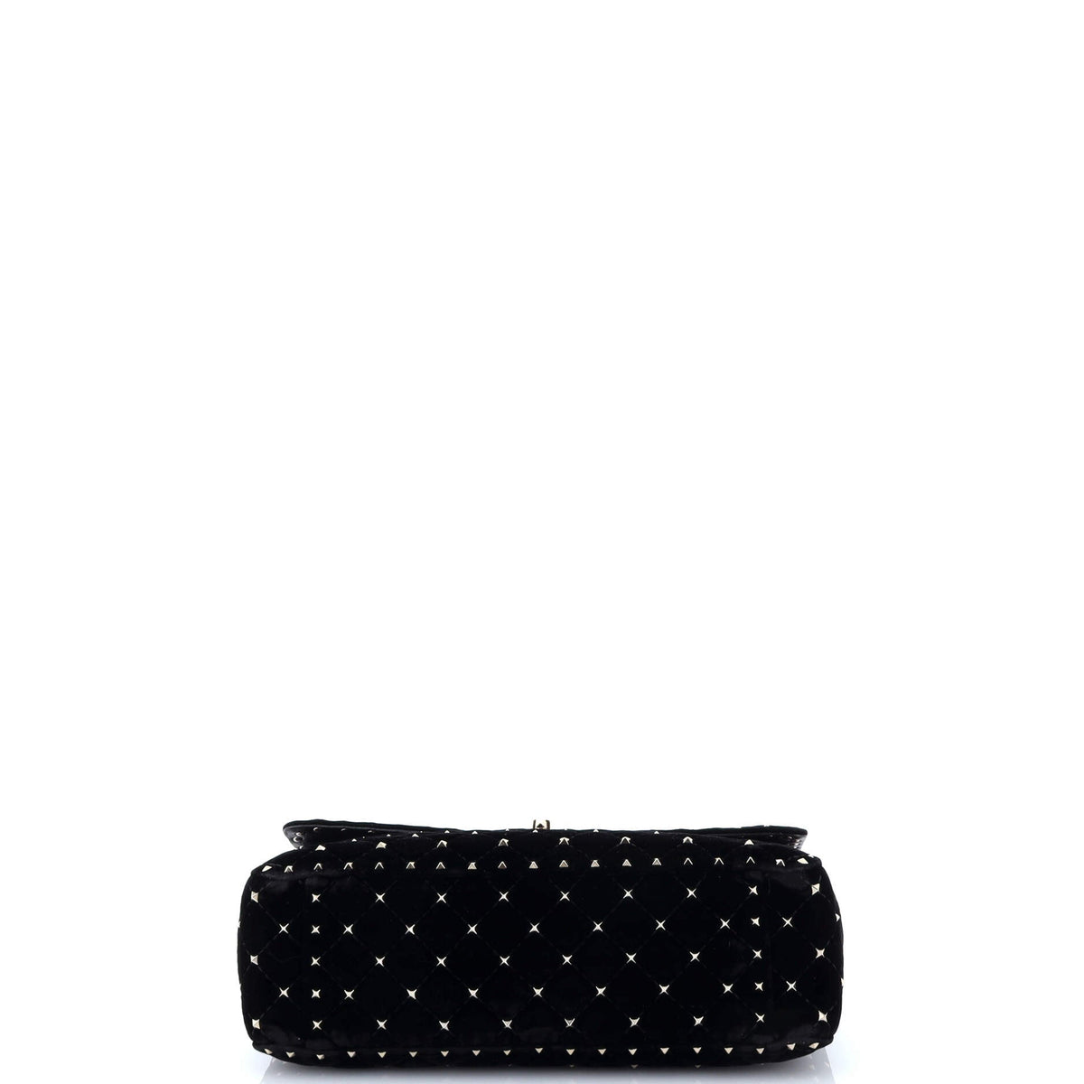 Rockstud Spike Flap Shoulder Bag Quilted Velvet Large