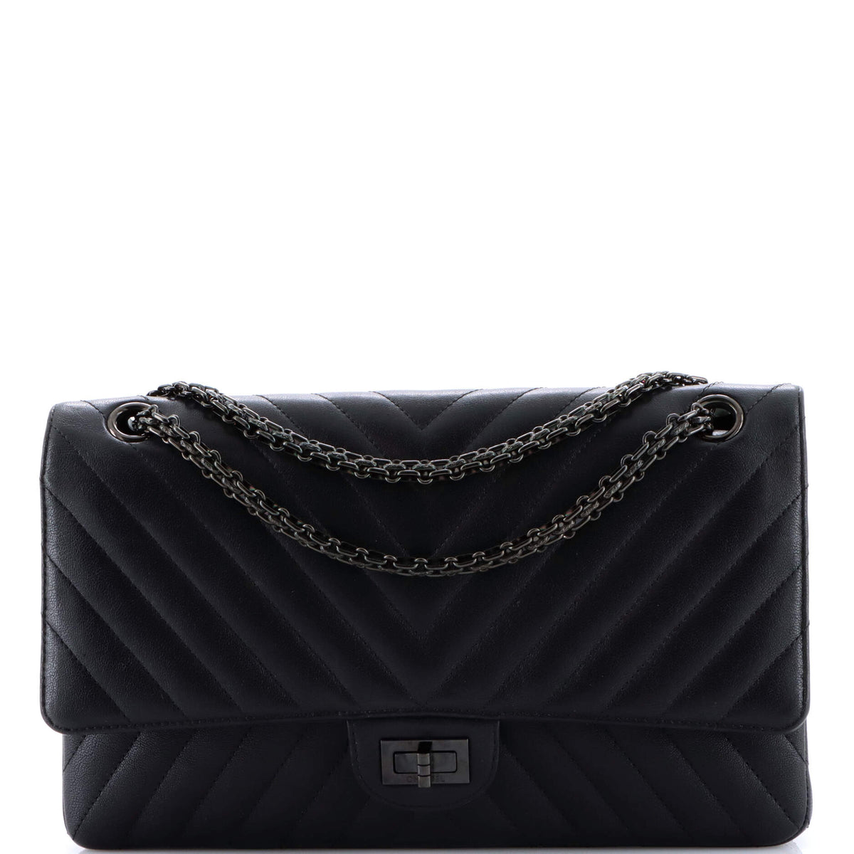 So Black Reissue 2.55 Flap Bag Chevron Sheepskin 226