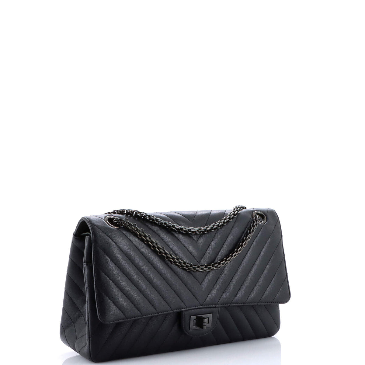 So Black Reissue 2.55 Flap Bag Chevron Sheepskin 226