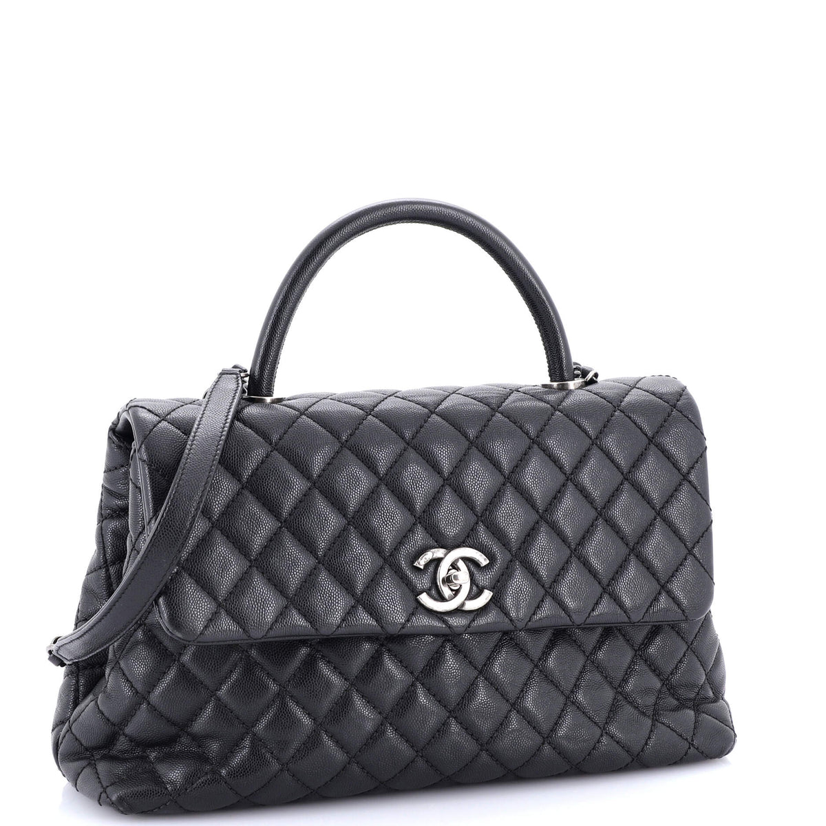 Coco Top Handle Bag Quilted Caviar Medium