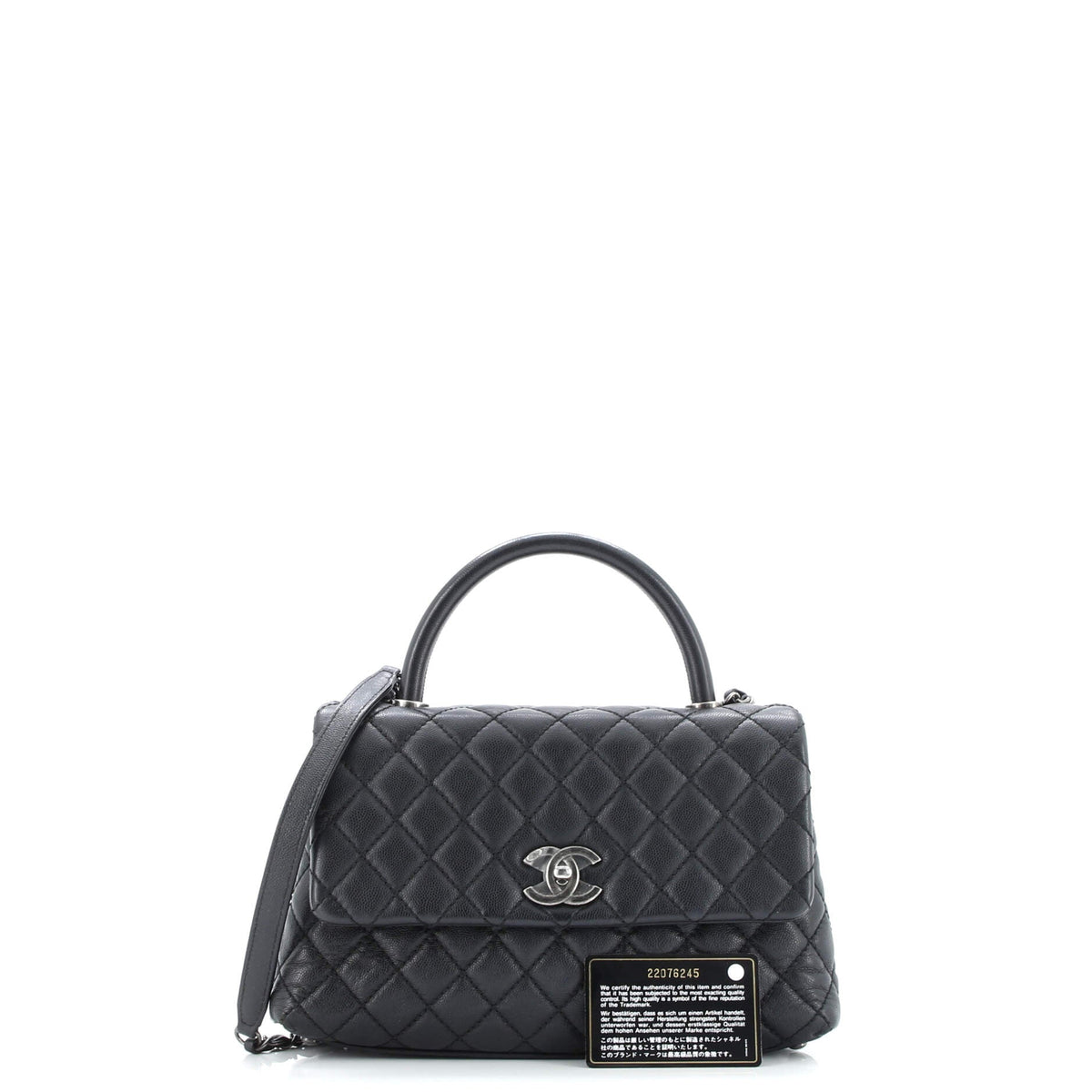 Coco Top Handle Bag Quilted Caviar Small