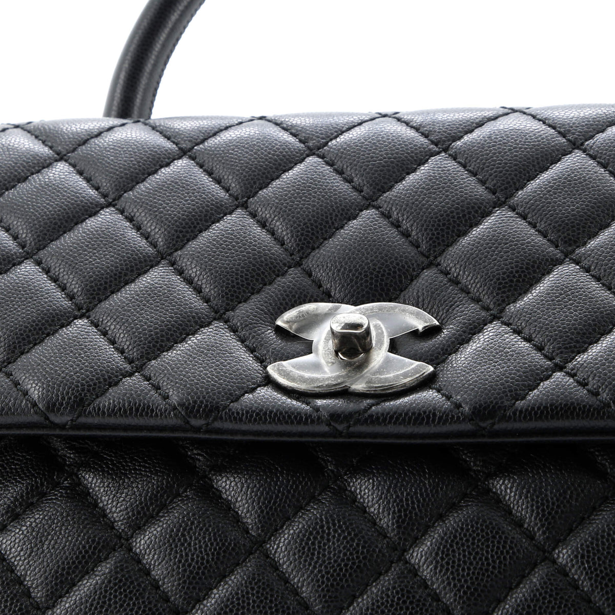 Coco Top Handle Bag Quilted Caviar Small