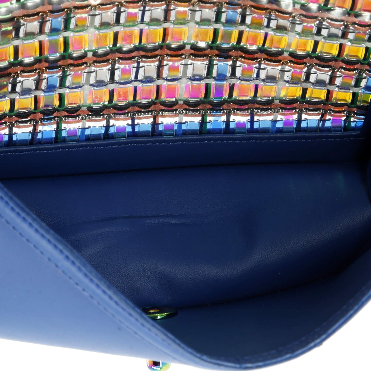 Boy Flap Bag Woven PVC with Lambskin Old Medium