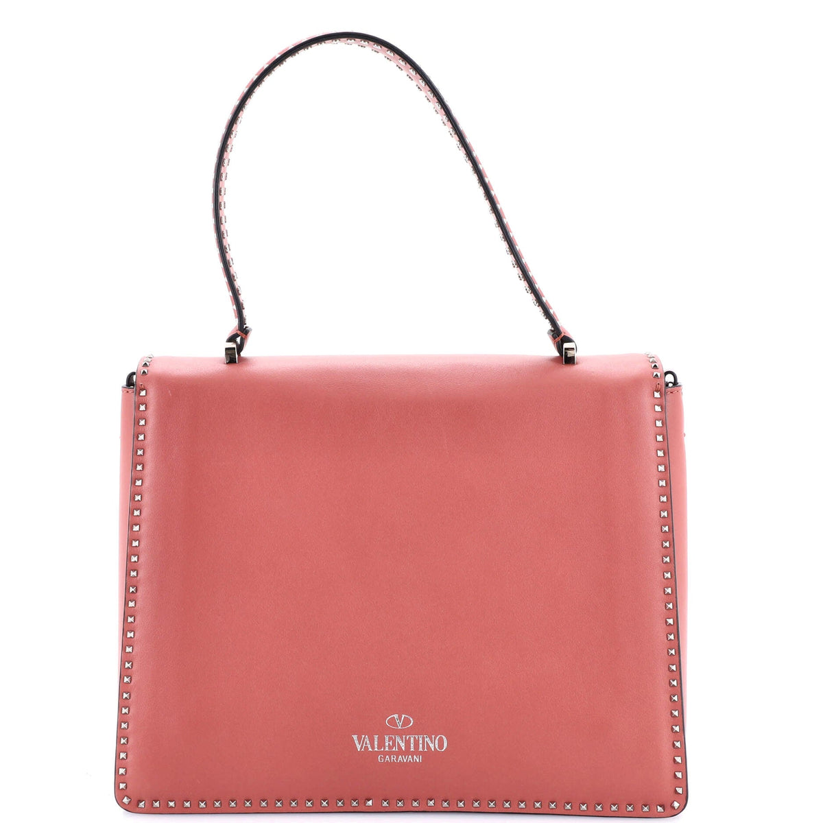 Turnlock Top Handle Bag Leather with Micro Rockstuds Medium