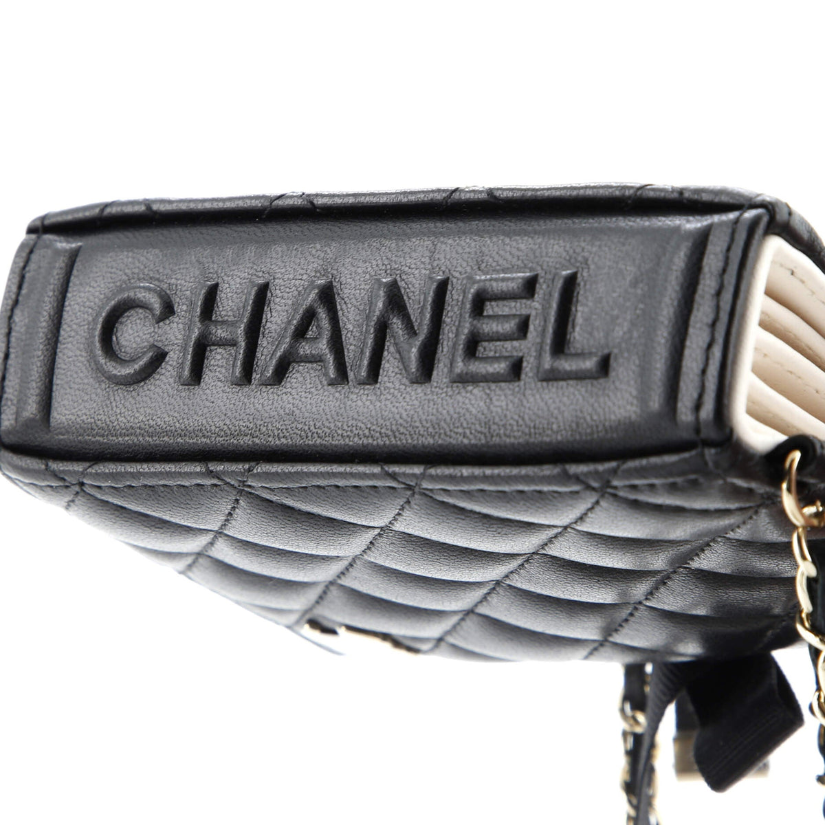 CC Book Card Holder with Chain Quilted Lambskin