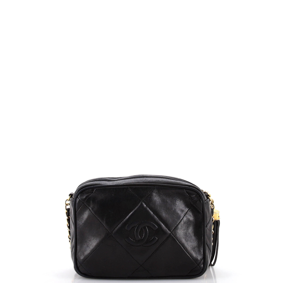 Vintage Diamond CC Camera Bag Quilted Leather Small