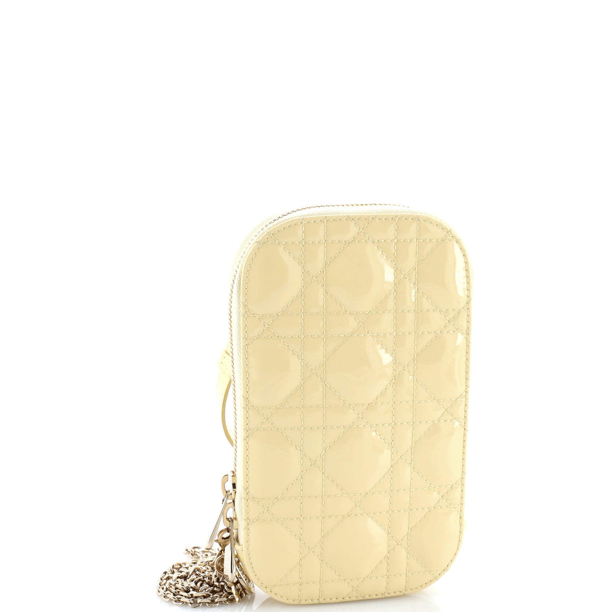 Lady Dior Phone Holder on Chain Cannage Quilt Patent