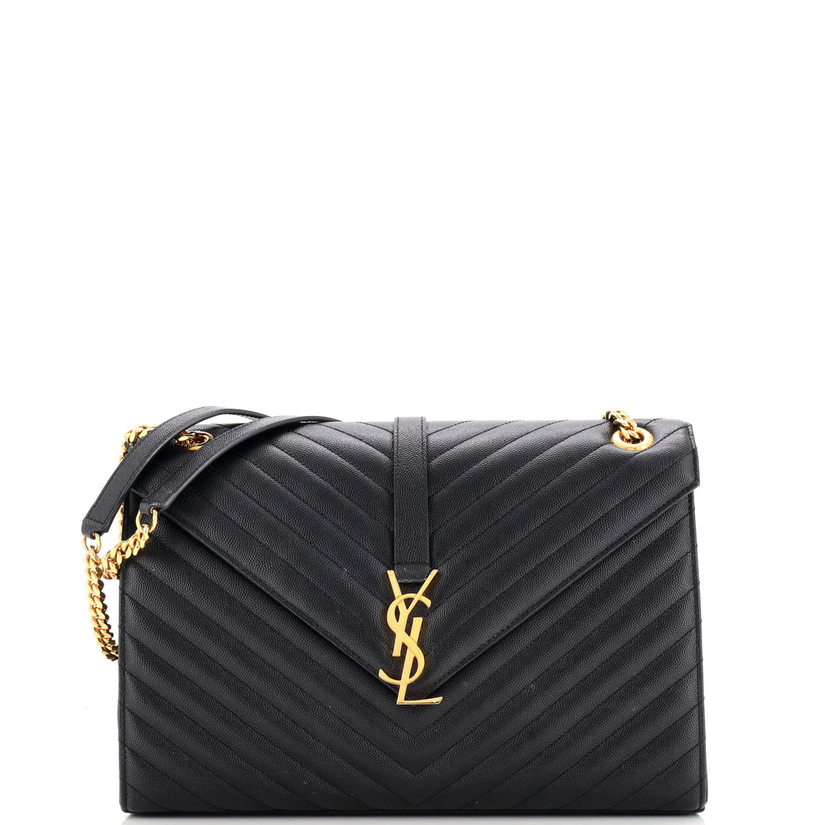 Classic Monogram Envelope Satchel Matelasse Chevron Leather Large