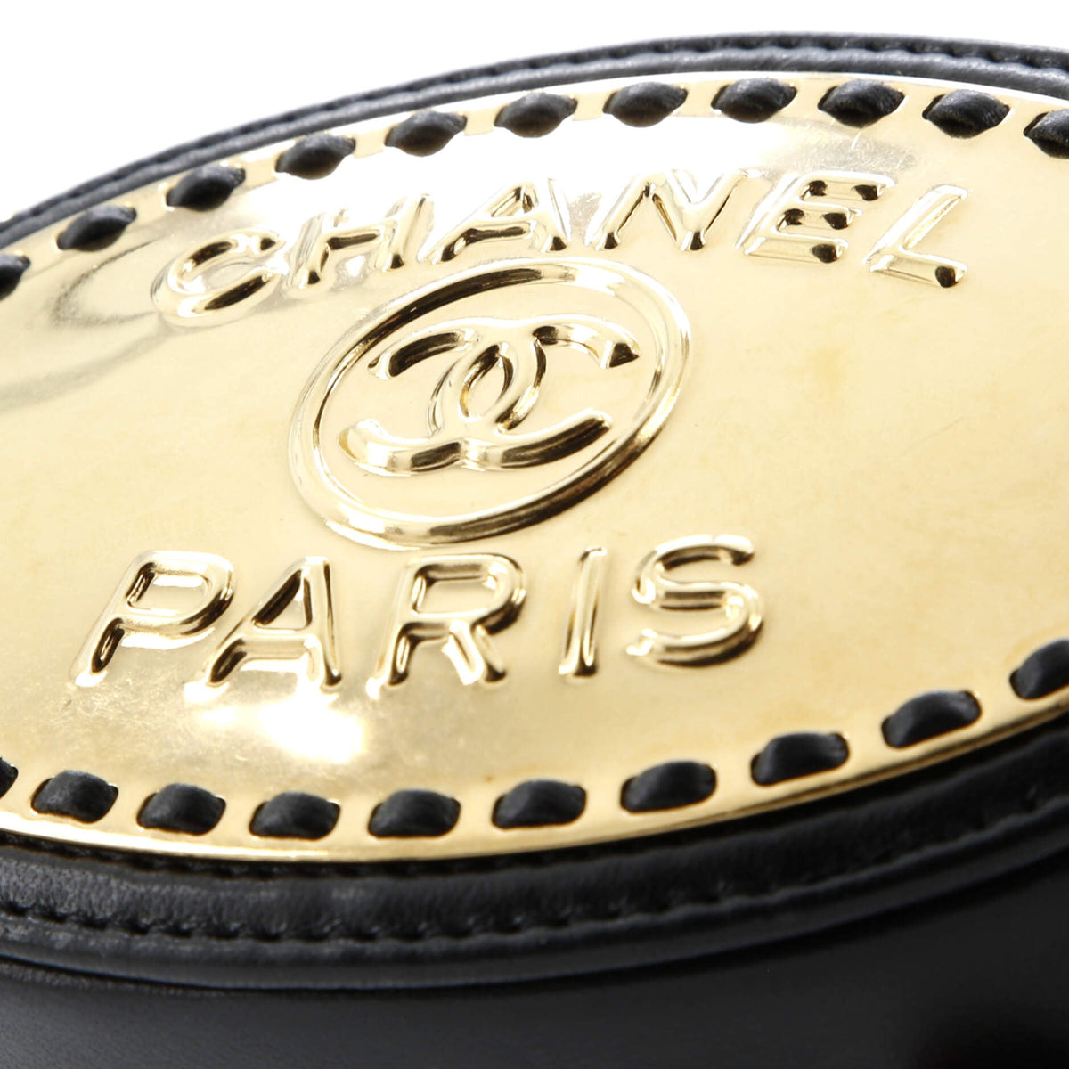 Logo Plate Oval Clutch With Chain Metal and Lambskin