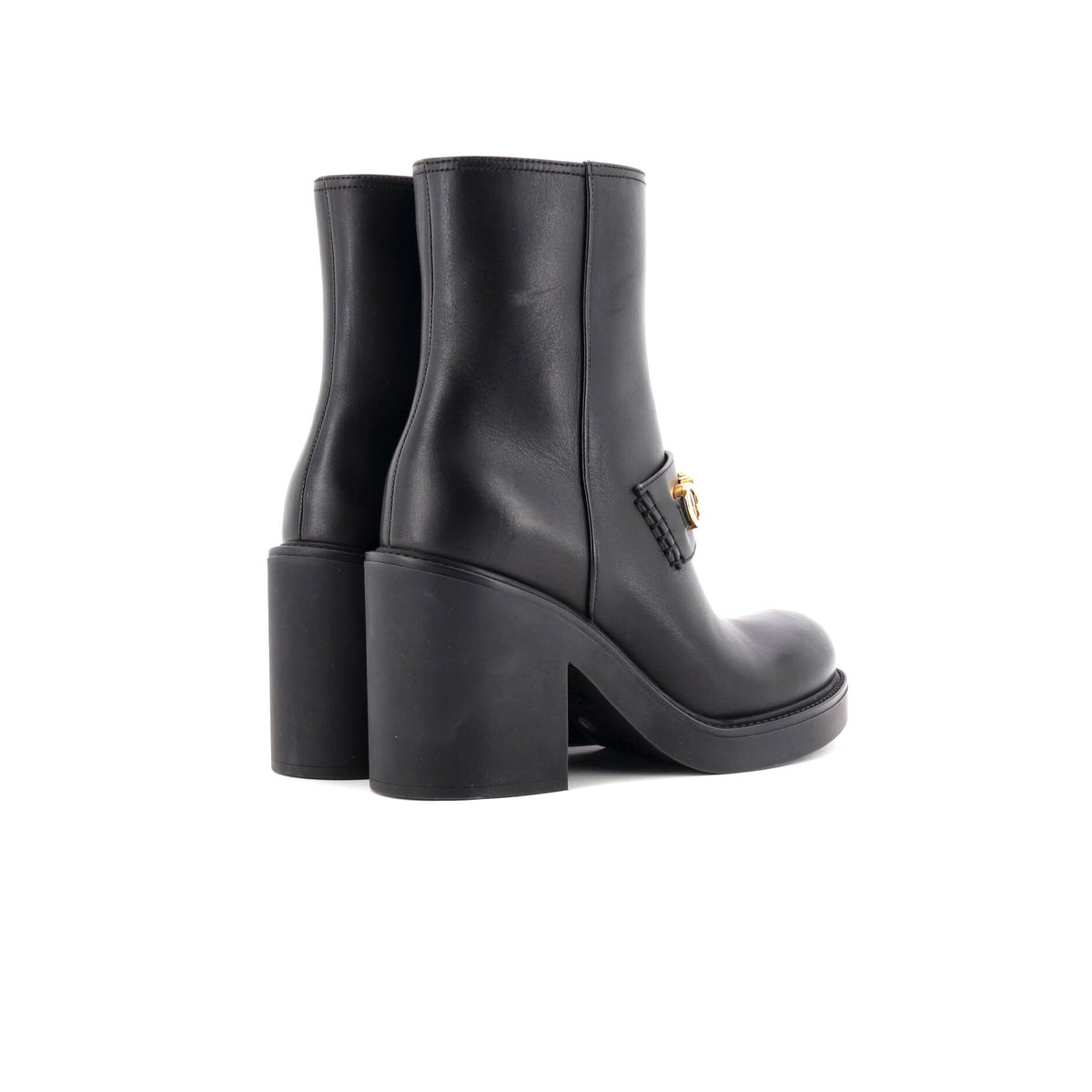 Women's Logo Heeled Ankle Boots Leather