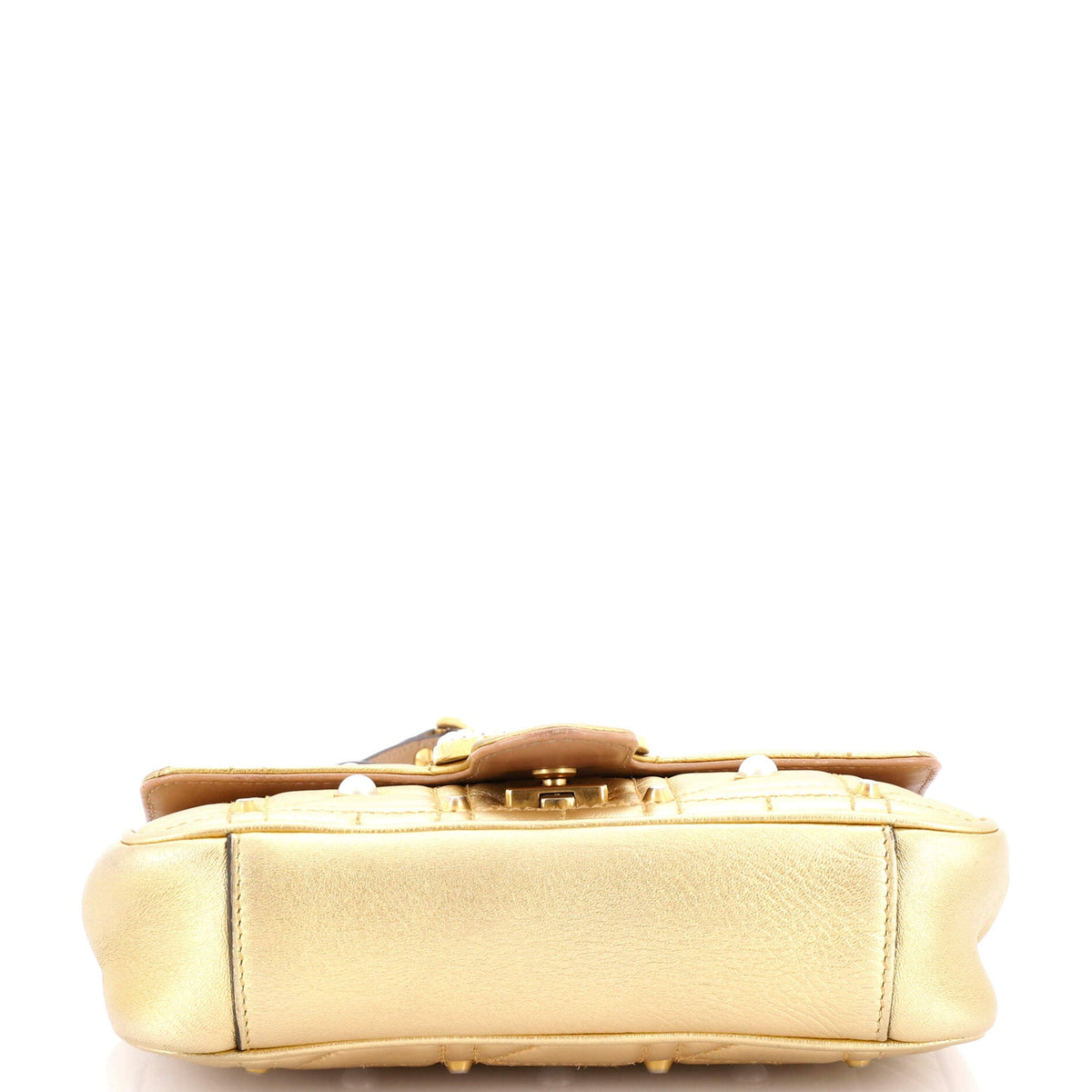 Pearly GG Marmont Flap Bag Embellished Matelasse Leather Mini